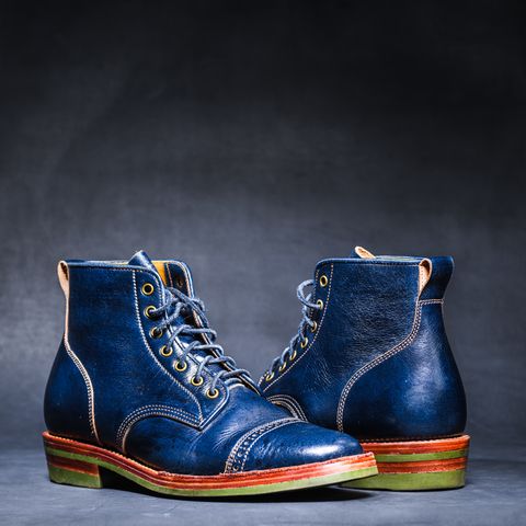 Jakkrabbits Officer Boots in Jakkrabbits Heritage Veg Tan Hand-Dyed Navy