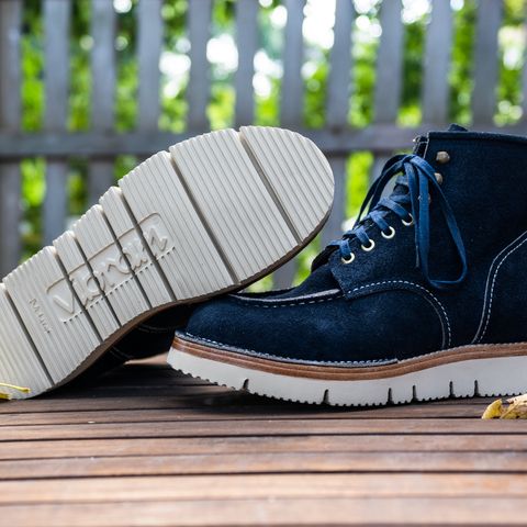 Jakkrabbits Moc Toe Boot in Horween Navy Chamois Roughout
