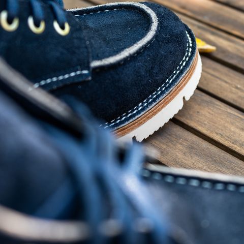 Jakkrabbits Moc Toe Boot in Horween Navy Chamois Roughout
