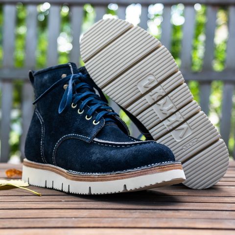 Jakkrabbits Moc Toe Boot in Horween Navy Chamois Roughout