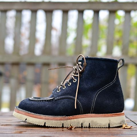 Jakkrabbits Moc Toe Boot in Horween Navy Chamois Roughout