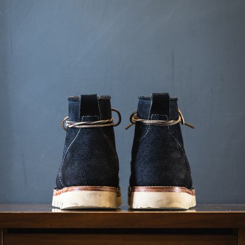 Jakkrabbits Moc Toe Boot in Horween Navy Chamois Roughout