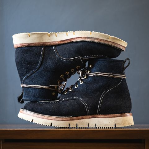Jakkrabbits Moc Toe Boot in Horween Navy Chamois Roughout