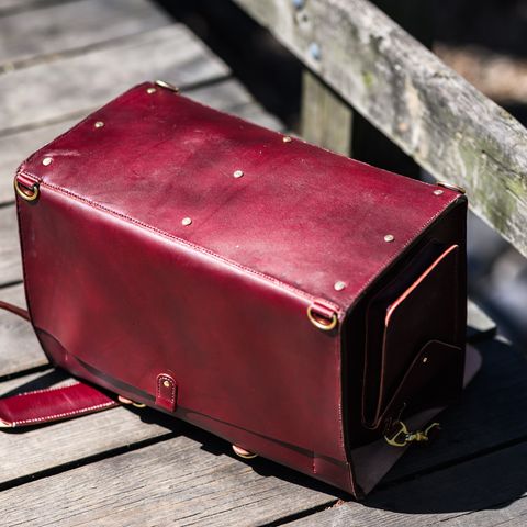 DIY Camera Satchel in Wickett & Craig Burgundy English Bridle