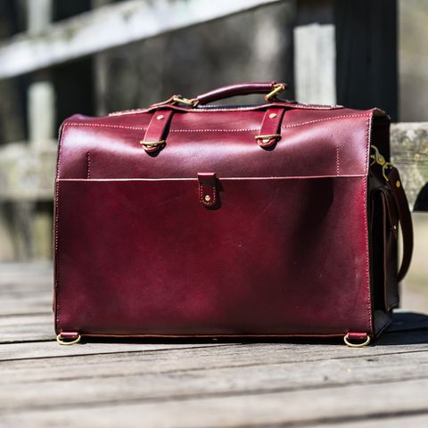 DIY Camera Satchel in Wickett & Craig Burgundy English Bridle