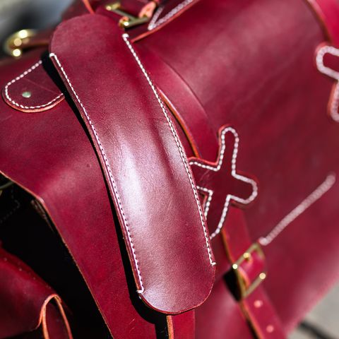 DIY Camera Satchel in Wickett & Craig Burgundy English Bridle