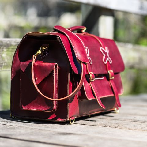 DIY Camera Satchel in Wickett & Craig Burgundy English Bridle