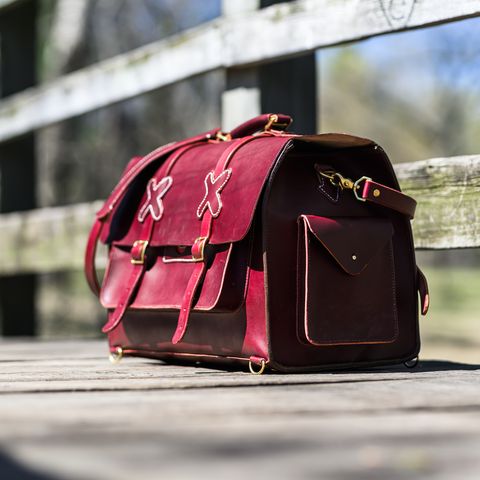 DIY Camera Satchel in Wickett & Craig Burgundy English Bridle