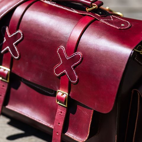 DIY Camera Satchel in Wickett & Craig Burgundy English Bridle