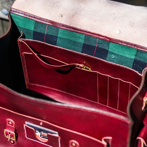 DIY Camera Satchel in Wickett & Craig Burgundy English Bridle