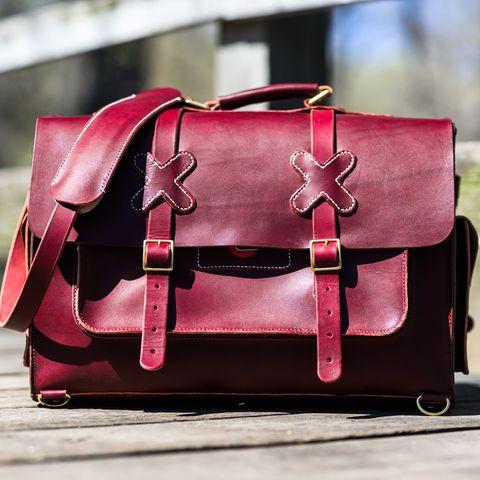 DIY Camera Satchel in Wickett & Craig Burgundy English Bridle