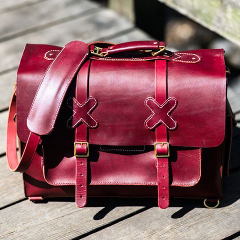 DIY Camera Satchel in Wickett & Craig Burgundy English Bridle