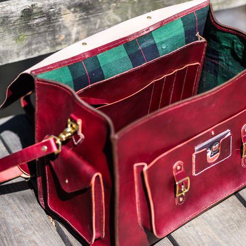 DIY Camera Satchel in Wickett & Craig Burgundy English Bridle