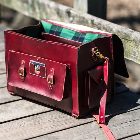 DIY Camera Satchel in Wickett & Craig Burgundy English Bridle