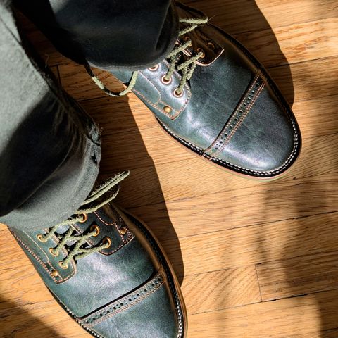 Iron Boots Type 1 in Maryam Dark Green Hand-Dyed Horsehide