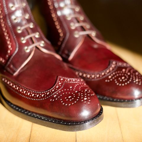 Search result thumbnail of Allen Edmonds Dalton Wingtip Dress Boot in Horween Color 8 Shell Cordovan