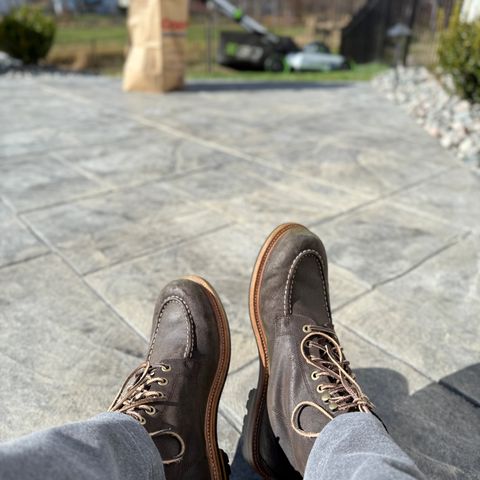 Grant Stone Brass Boot in C.F. Stead Earth Waxy Commander Suede