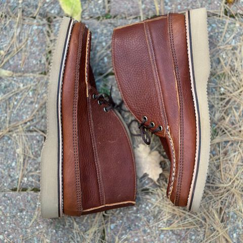 View photo of Russell Moccasin Co. Sporting Clays Chukka in Seidel Lt Saddle Adirondack