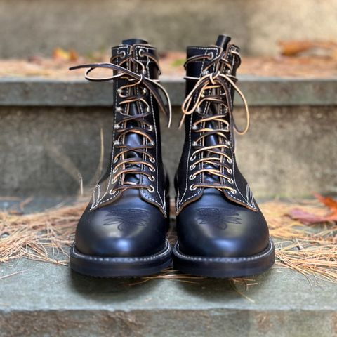 View photo of White's Farmer/Rancher in Horween Black Waxed Flesh & Horween Black Chromexcel Horsehide