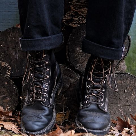 View photo of White's Farmer/Rancher in Horween Black Waxed Flesh & Horween Black Chromexcel Horsehide