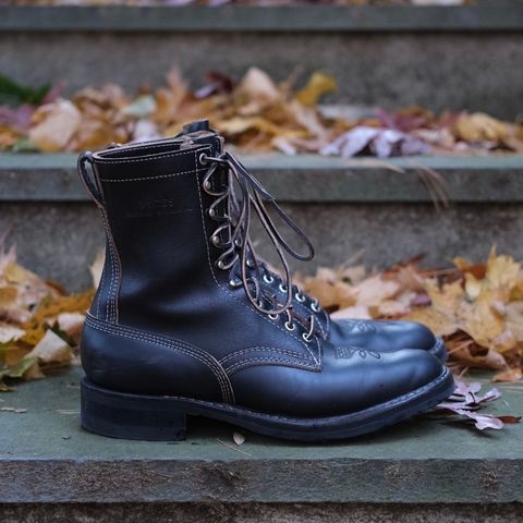 View photo of White's Farmer/Rancher in Horween Black Waxed Flesh & Horween Black Chromexcel Horsehide