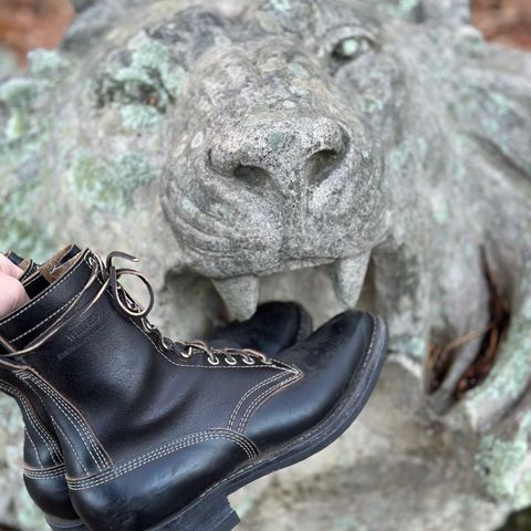 View photo of White's Farmer/Rancher in Horween Black Waxed Flesh & Horween Black Chromexcel Horsehide