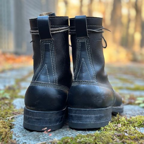 View photo of White's Farmer/Rancher in Horween Black Waxed Flesh & Horween Black Chromexcel Horsehide