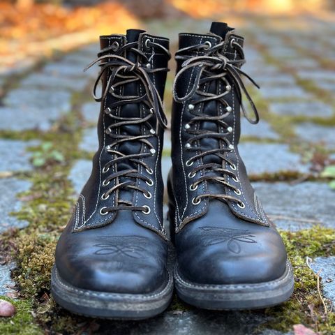 View photo of White's Farmer/Rancher in Horween Black Waxed Flesh & Horween Black Chromexcel Horsehide