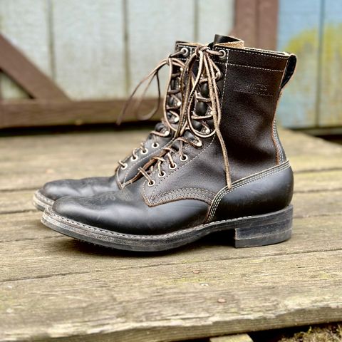 View photo of White's Farmer/Rancher in Horween Black Waxed Flesh & Horween Black Chromexcel Horsehide