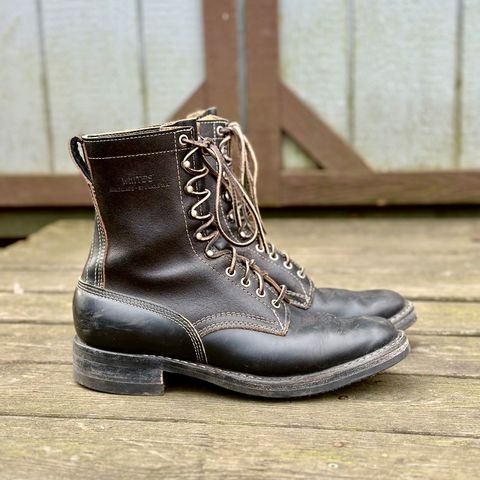 View photo of White's Farmer/Rancher in Horween Black Waxed Flesh & Horween Black Chromexcel Horsehide