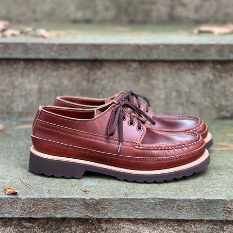 View photo of Russell Moccasin Co. Fishing Oxford in Seidel British Tan Double Shot