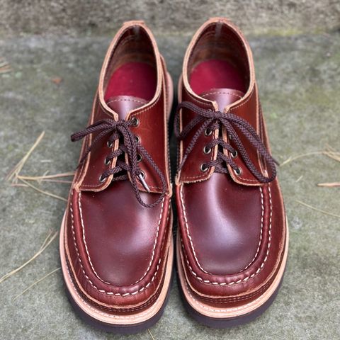 View photo of Russell Moccasin Co. Fishing Oxford in Seidel British Tan Double Shot