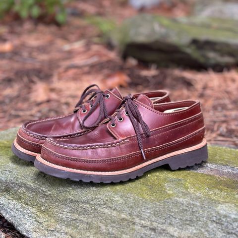 View photo of Russell Moccasin Co. Fishing Oxford in Seidel British Tan Double Shot