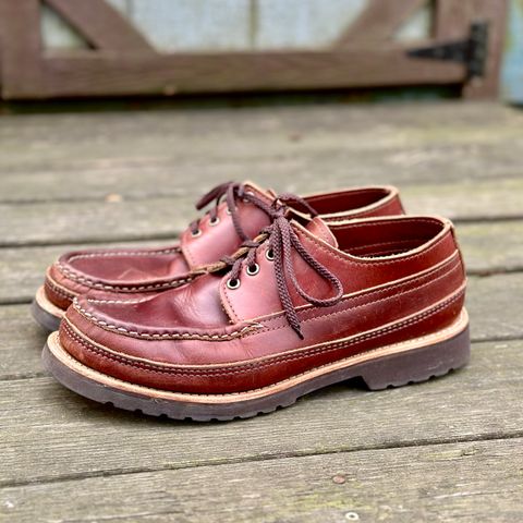 View photo of Russell Moccasin Co. Fishing Oxford in Seidel British Tan Double Shot