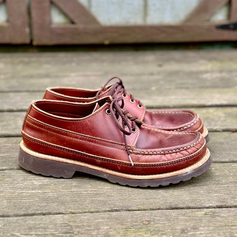 View photo of Russell Moccasin Co. Fishing Oxford in Seidel British Tan Double Shot