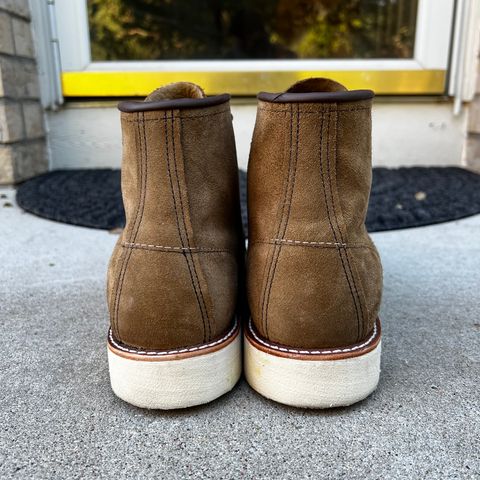 View photo of Red Wing 6-Inch Classic Moc in S.B. Foot Olive Mohave Roughout