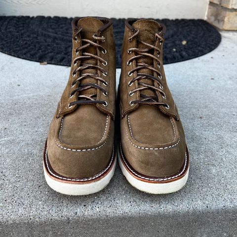 View photo of Red Wing 6-Inch Classic Moc in S.B. Foot Olive Mohave Roughout