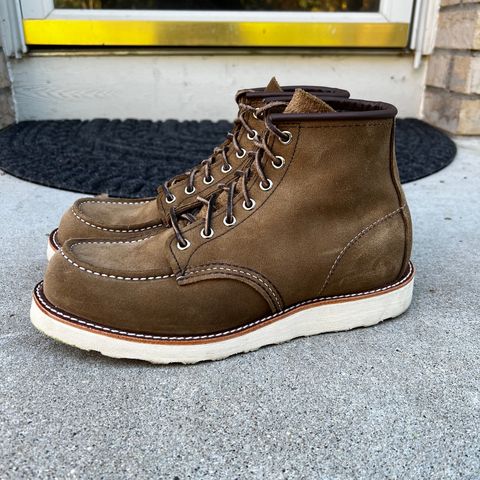 View photo of Red Wing 6-Inch Classic Moc in S.B. Foot Olive Mohave Roughout