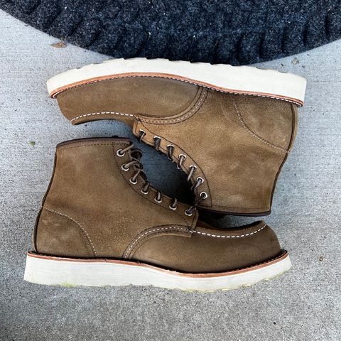 View photo of Red Wing 6-Inch Classic Moc in S.B. Foot Olive Mohave Roughout