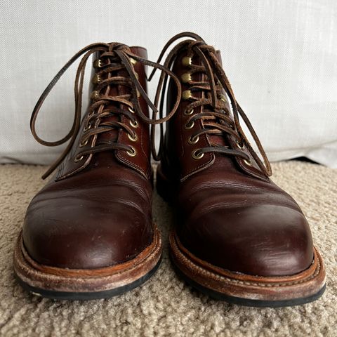 View photo of Grant Stone Diesel Boot in Horween Crimson Chromexcel