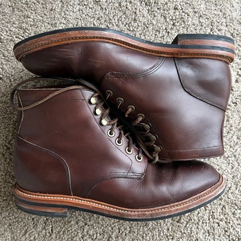 View photo of Grant Stone Diesel Boot in Horween Crimson Chromexcel