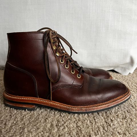 View photo of Grant Stone Diesel Boot in Horween Crimson Chromexcel