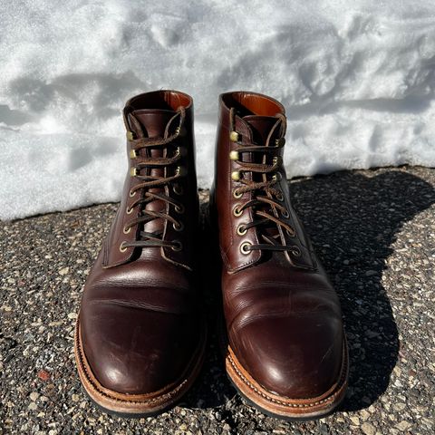 View photo of Grant Stone Diesel Boot in Horween Crimson Chromexcel