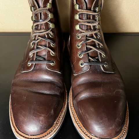 View photo of Grant Stone Diesel Boot in Horween Crimson Chromexcel