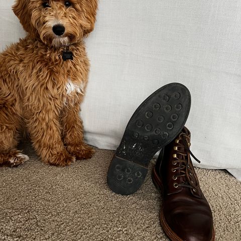 View photo of Grant Stone Diesel Boot in Horween Crimson Chromexcel