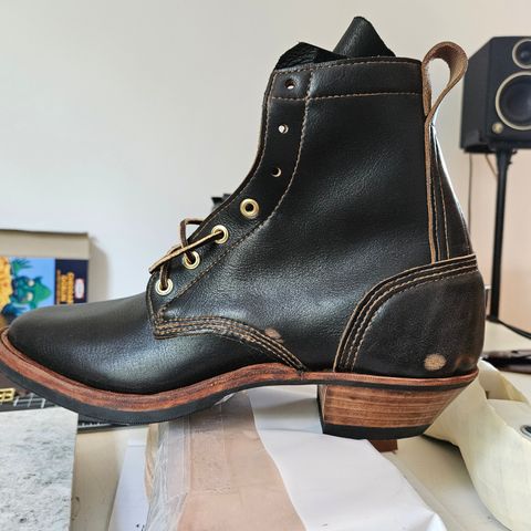 View photo of Self-Made Packer in Horween Black Chromexcel (Milled)