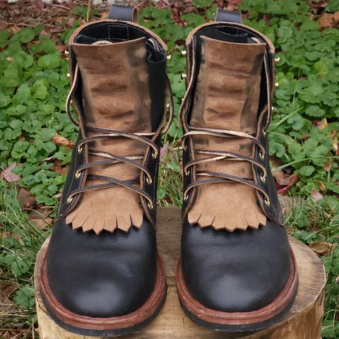 View photo of Self-Made Packer in Horween Black Chromexcel (Milled)