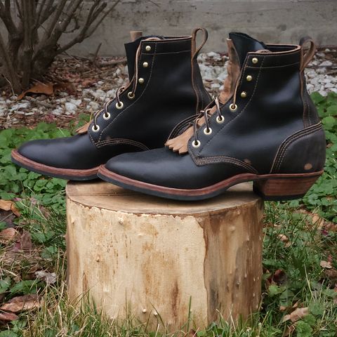 View photo of Self-Made Packer in Horween Black Chromexcel (Milled)