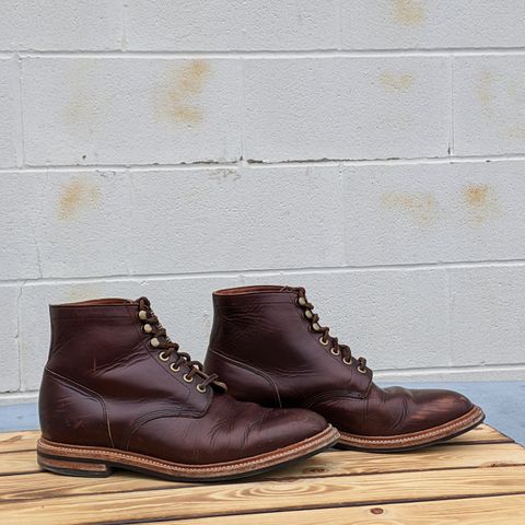 View photo of Grant Stone Diesel Boot in Horween Crimson Chromexcel