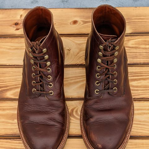 View photo of Grant Stone Diesel Boot in Horween Crimson Chromexcel